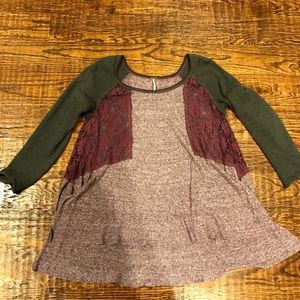 Free People heathered purple and lace top